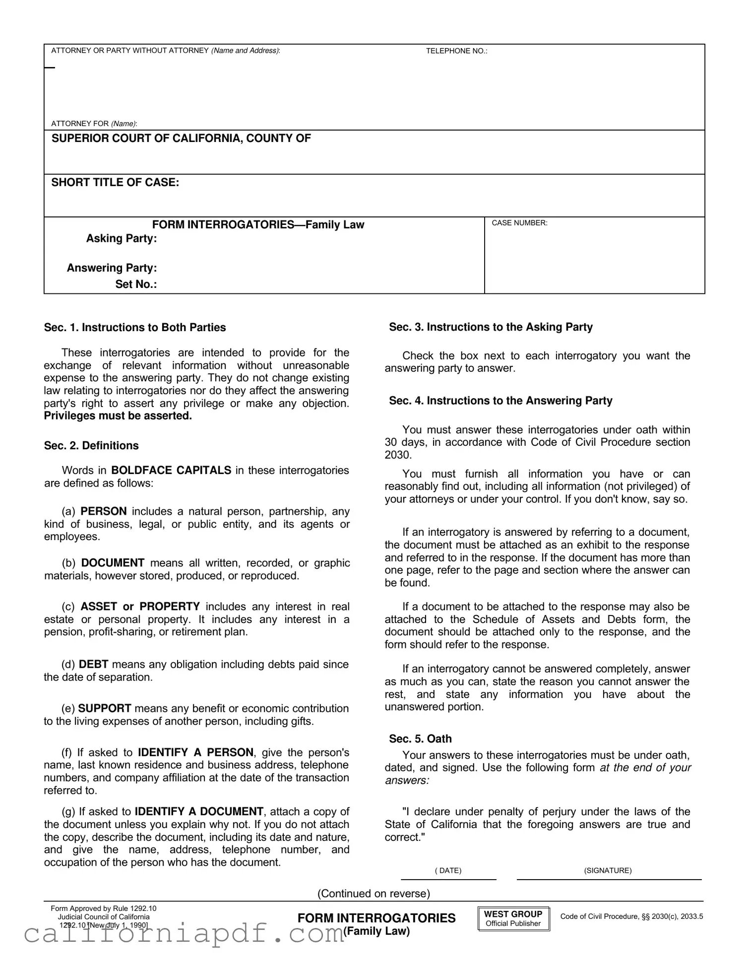 Fill a Valid California 1292 10 Form