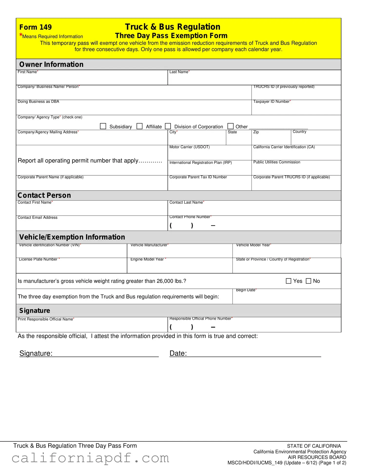 Fill a Valid California 149 Form