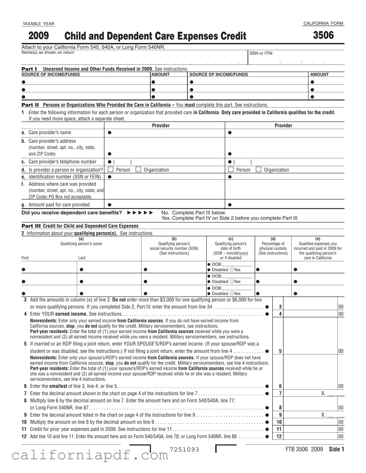Fill a Valid California 3506 Form