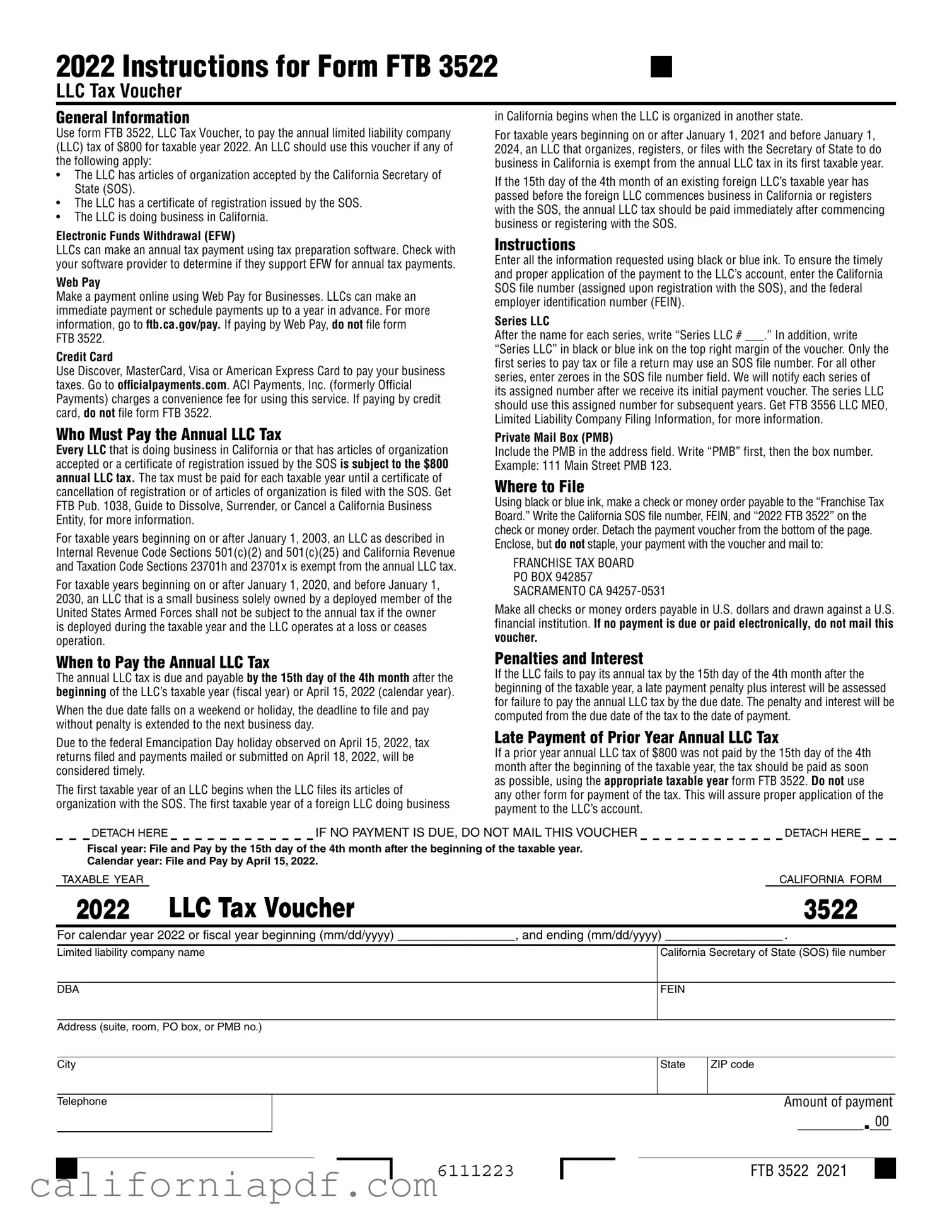Fill a Valid California 3522 Form
