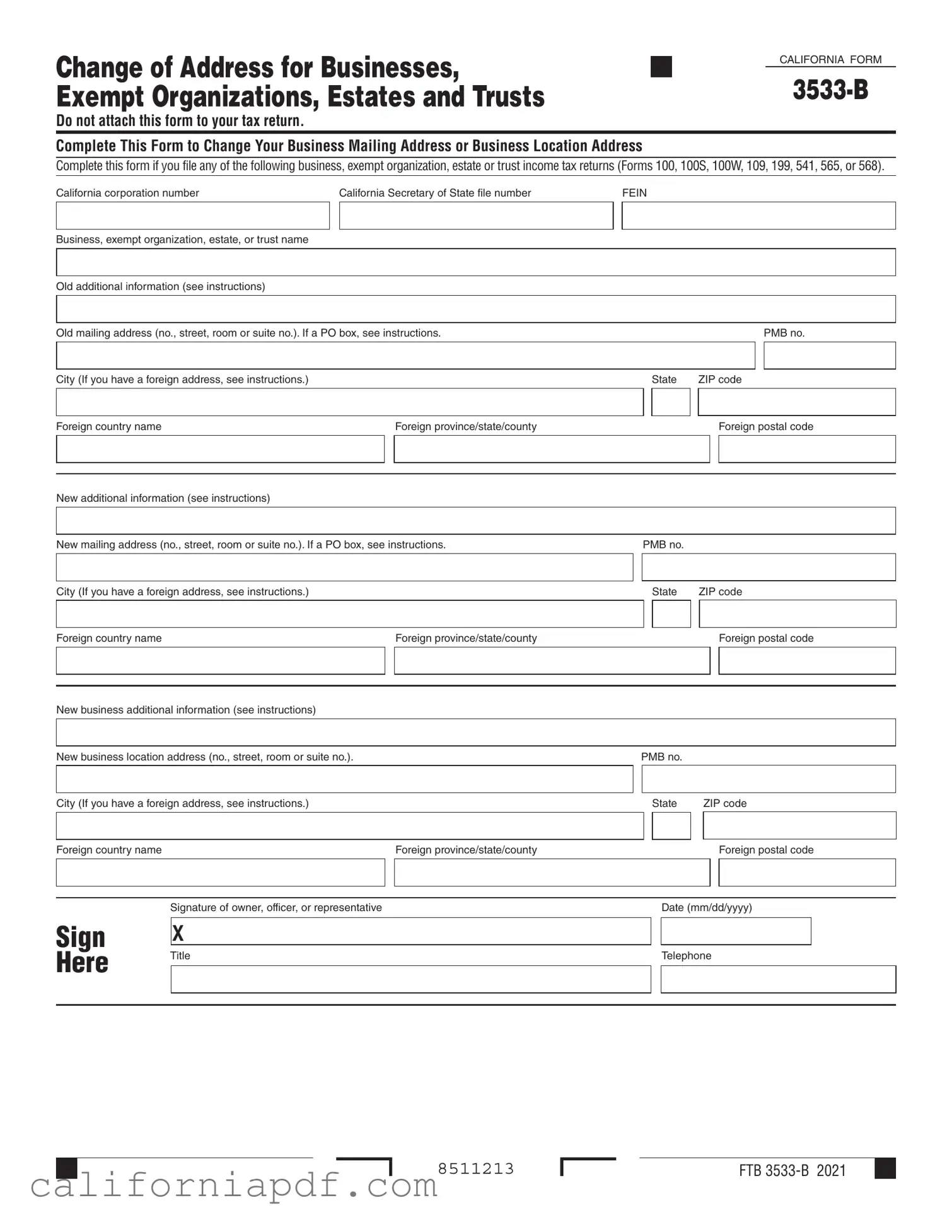 Fill a Valid California 3533 B Form