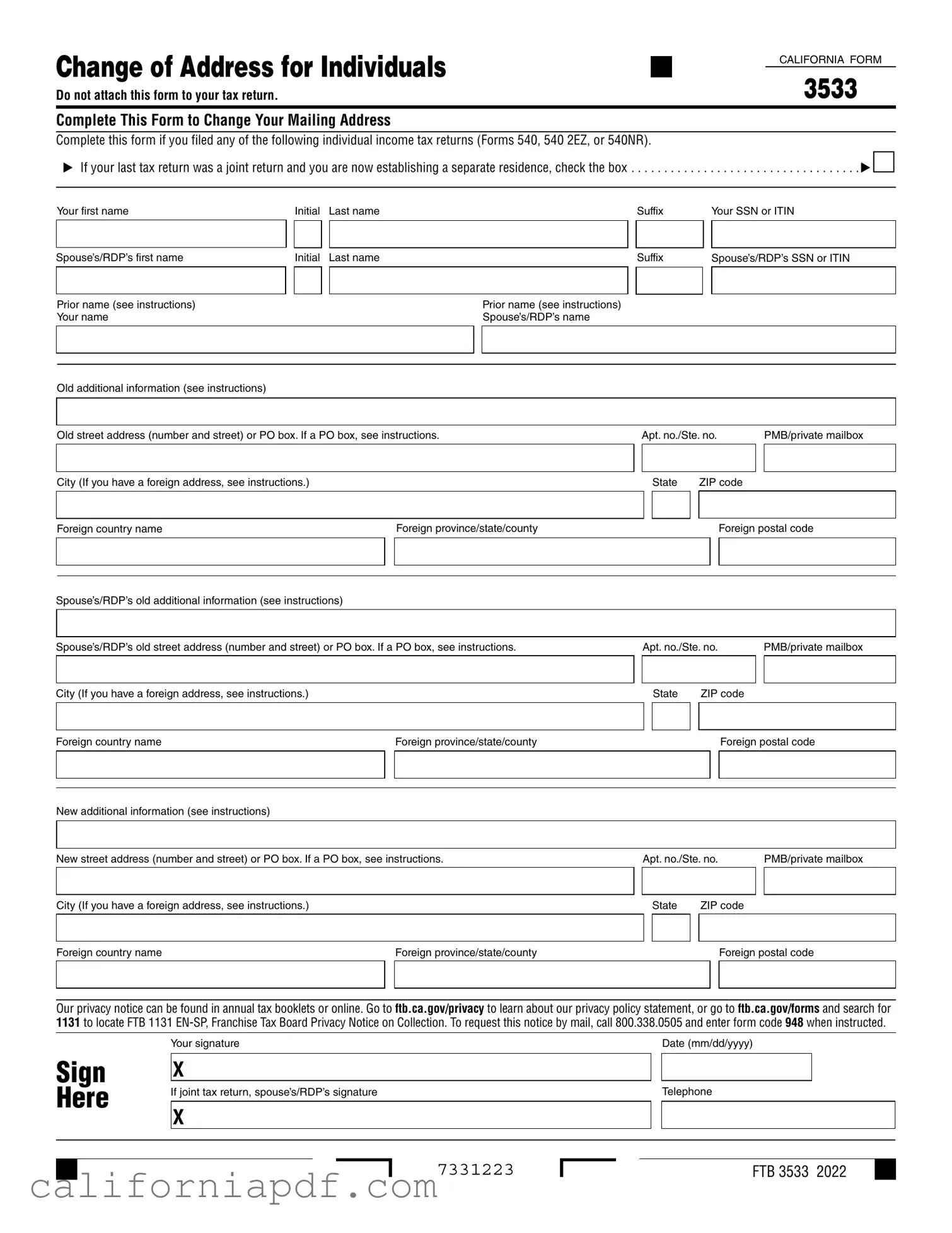 Fill a Valid California 3533 Form