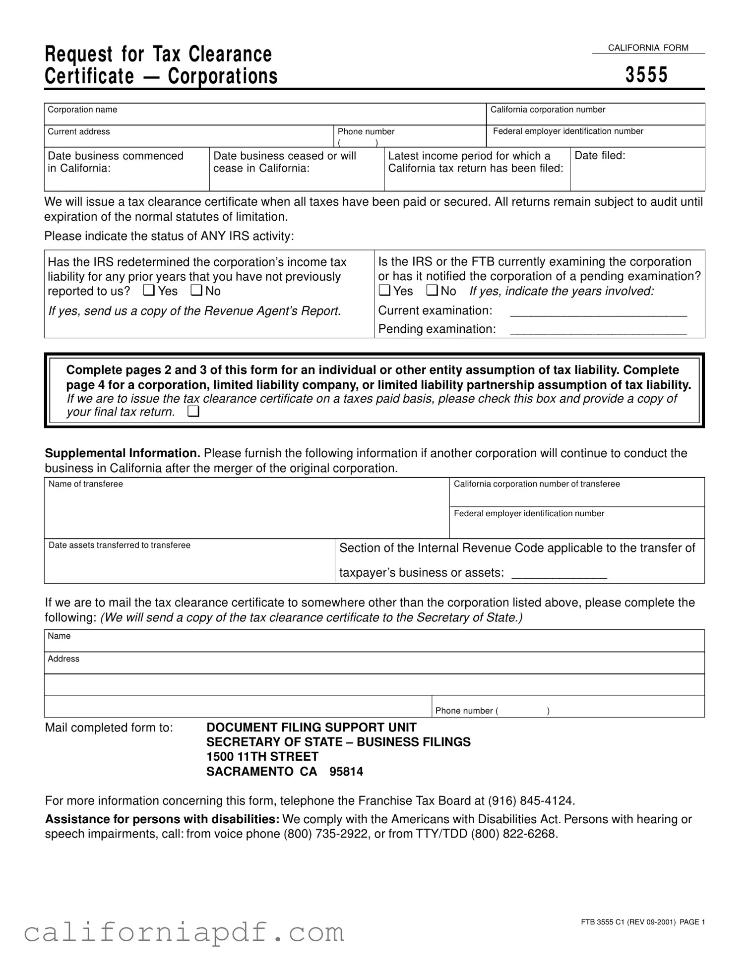 Fill a Valid California 3555 Form