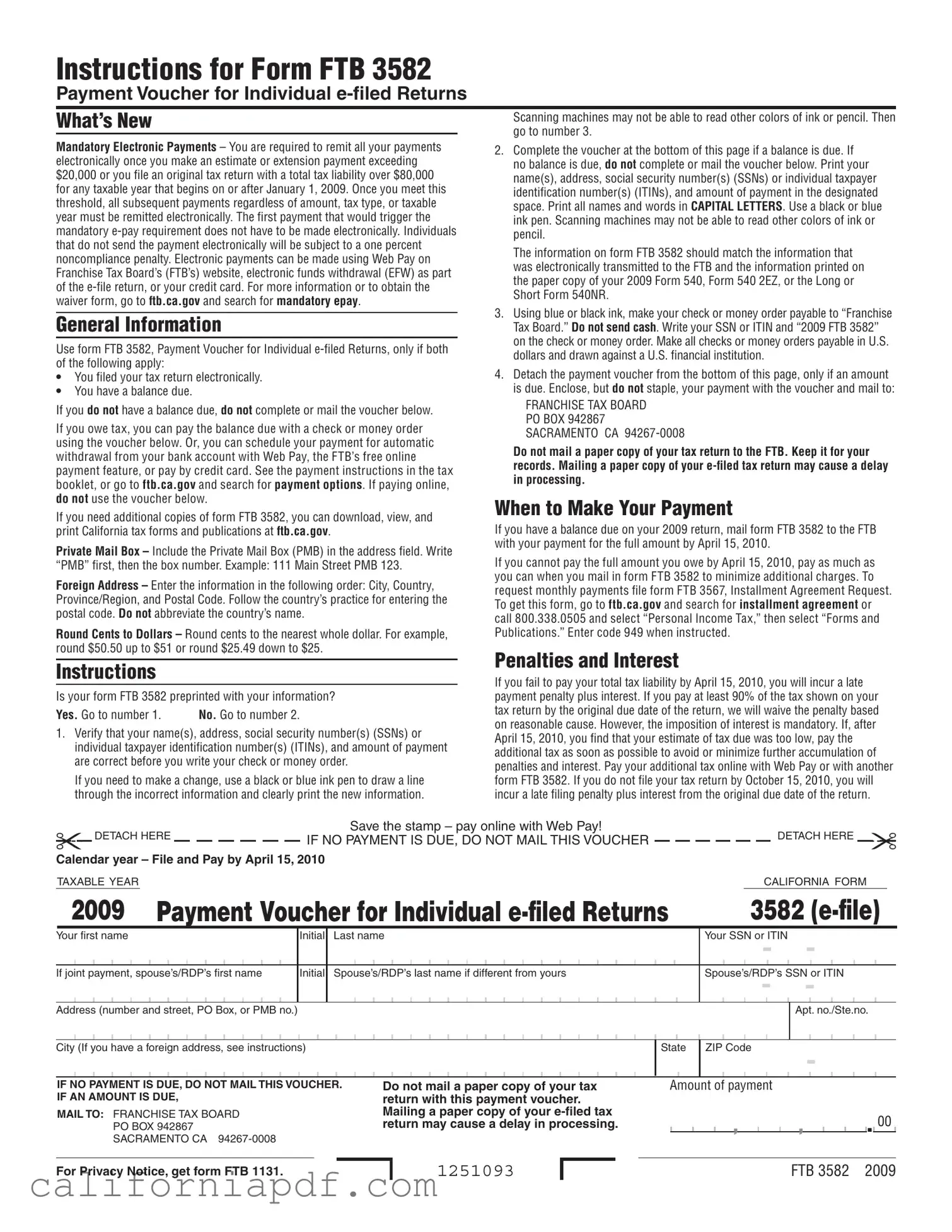 Fill a Valid California 3582 Form