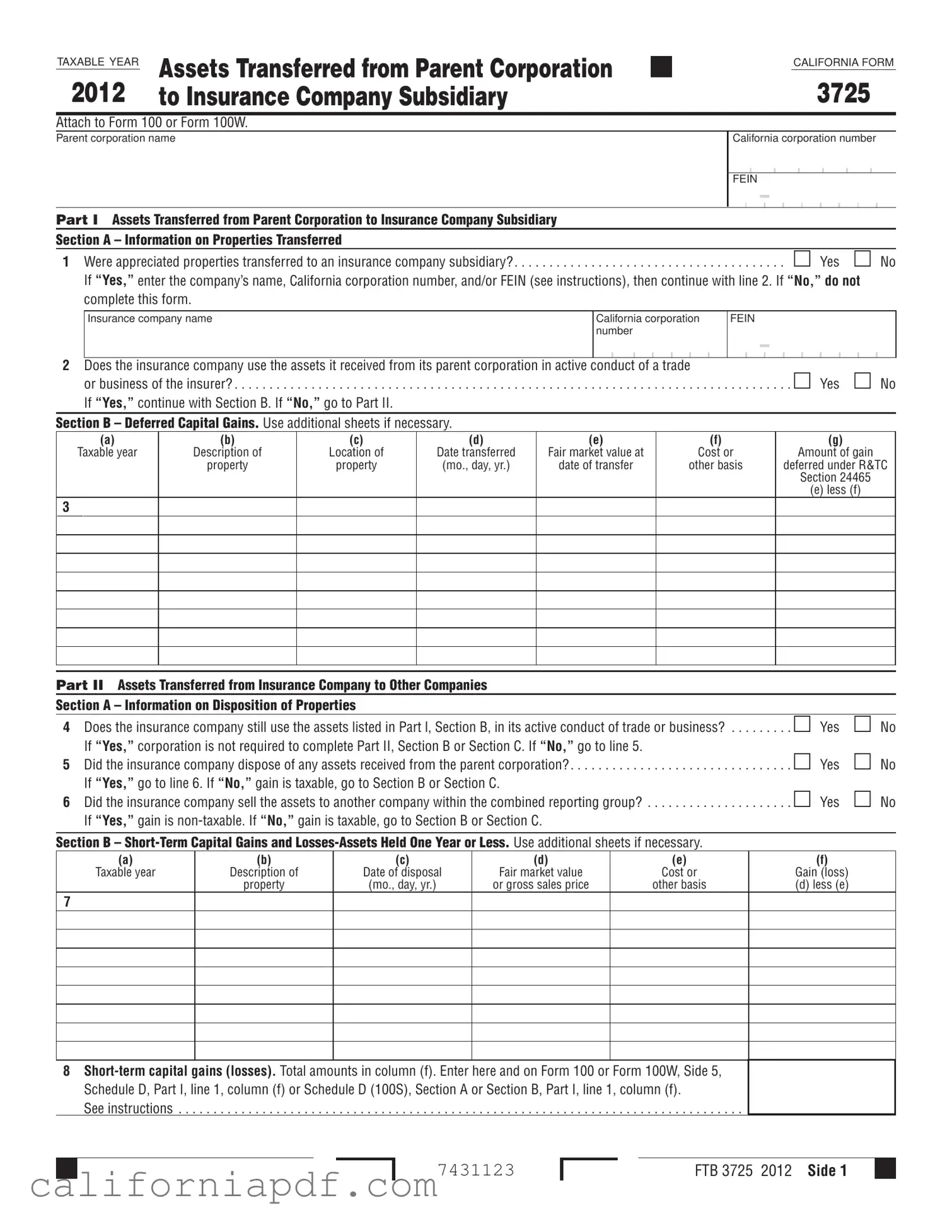 Fill a Valid California 3725 Form