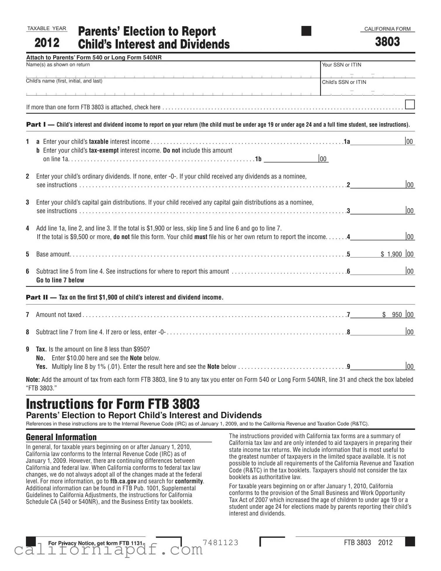 Fill a Valid California 3803 Form