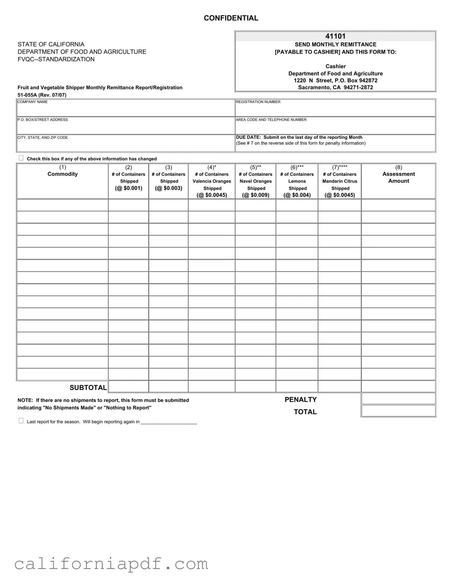 Fill a Valid California 51 055A Form