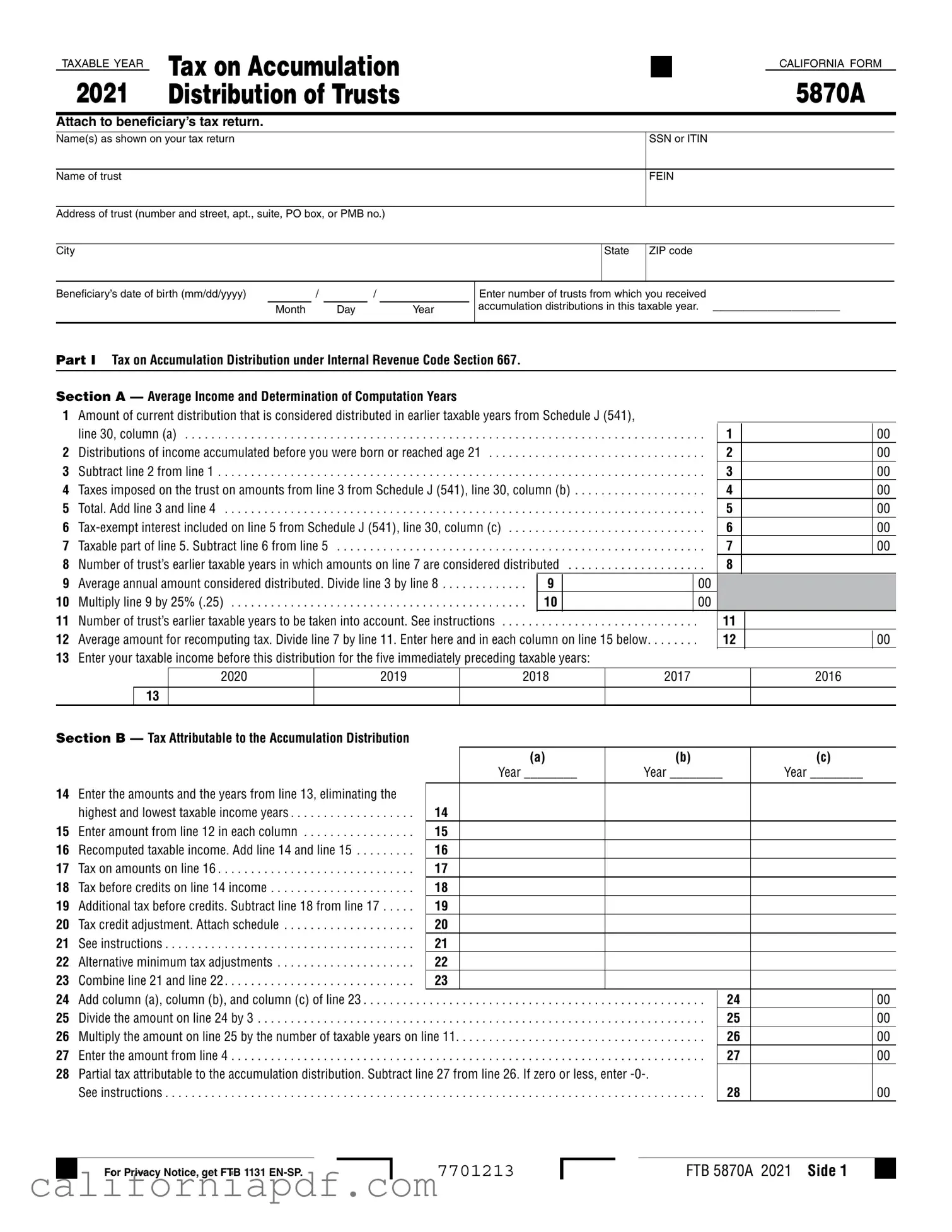 Fill a Valid California 5870A Form