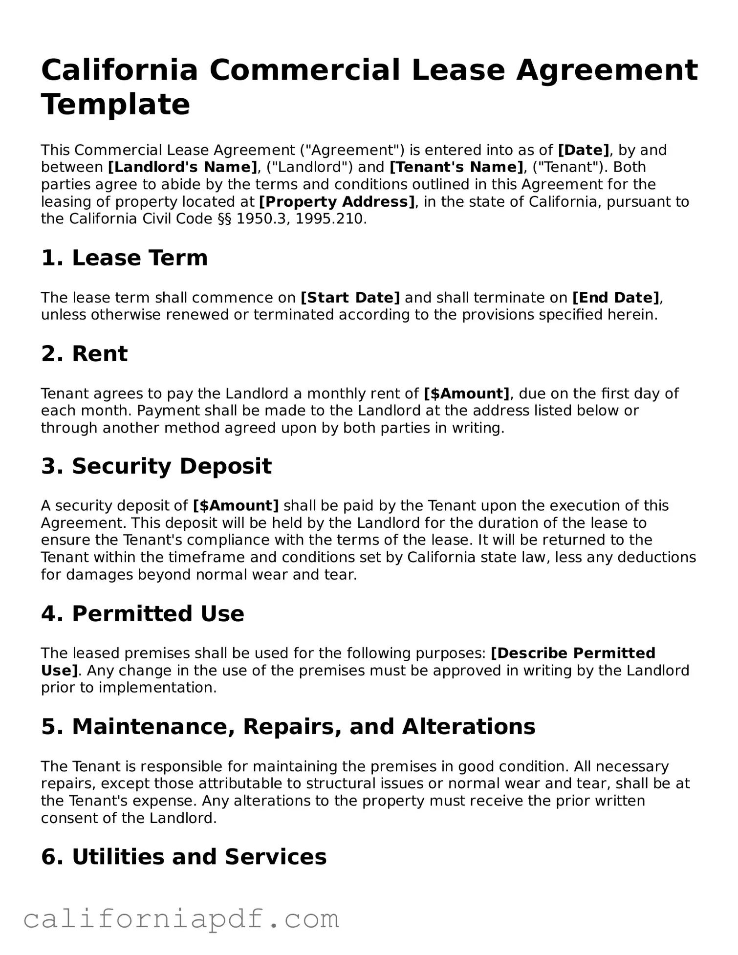 Attorney-Approved California Commercial Lease Agreement Document