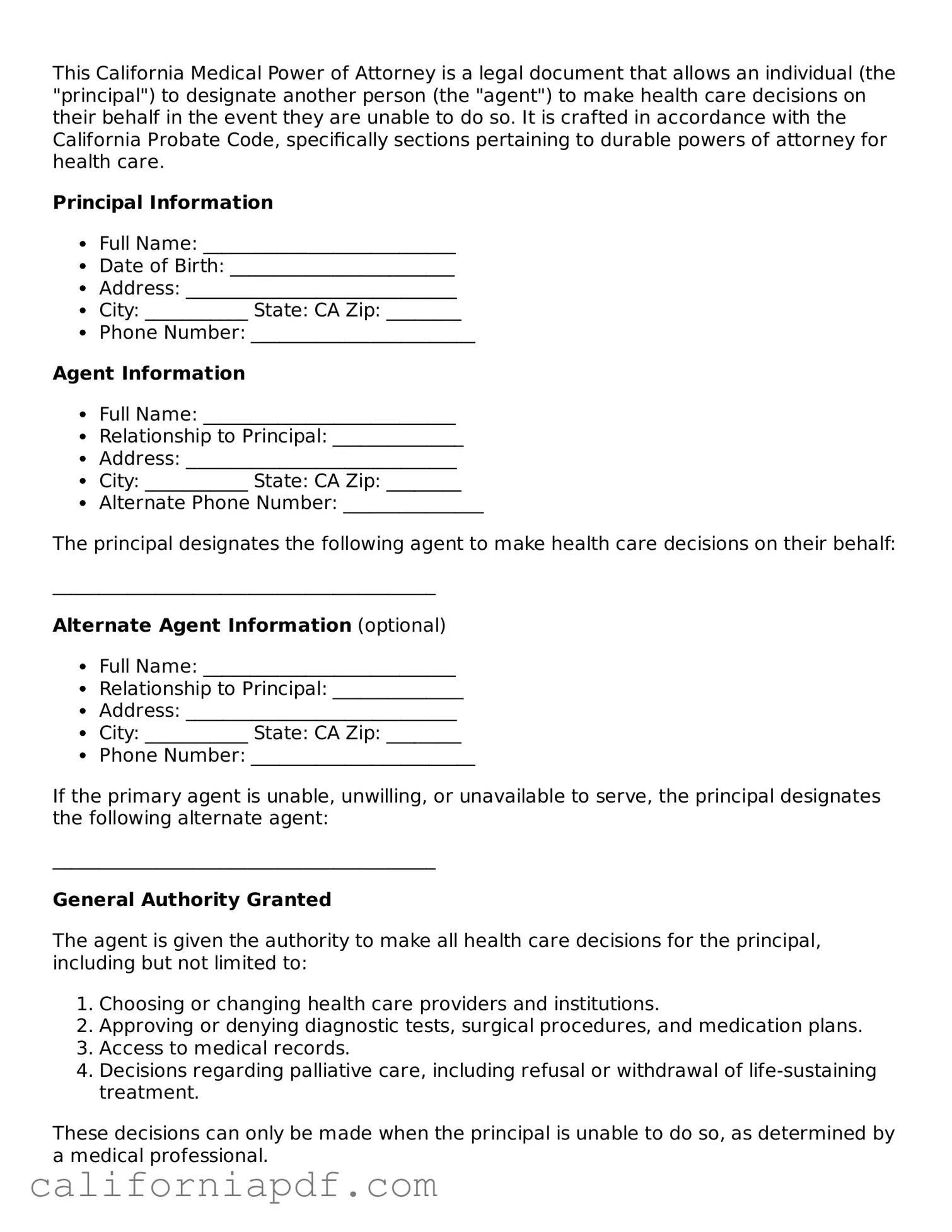 Attorney-Approved California Medical Power of Attorney Document