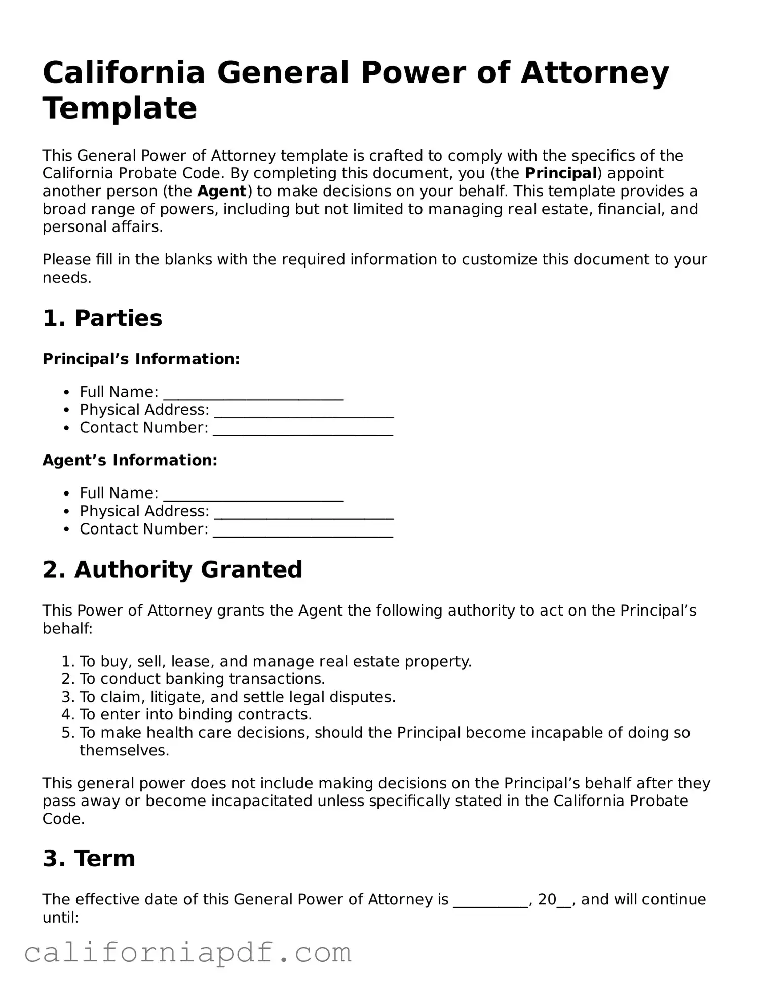 Attorney-Approved California General Power of Attorney Document