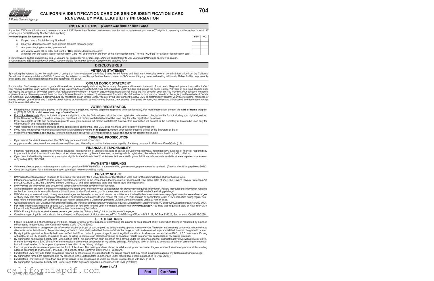 Fill a Valid California Id Card Form