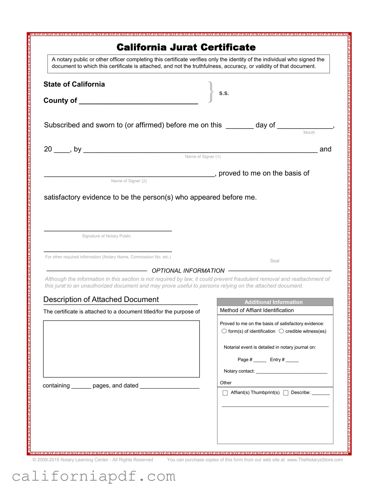 Fill a Valid California Jurat Form