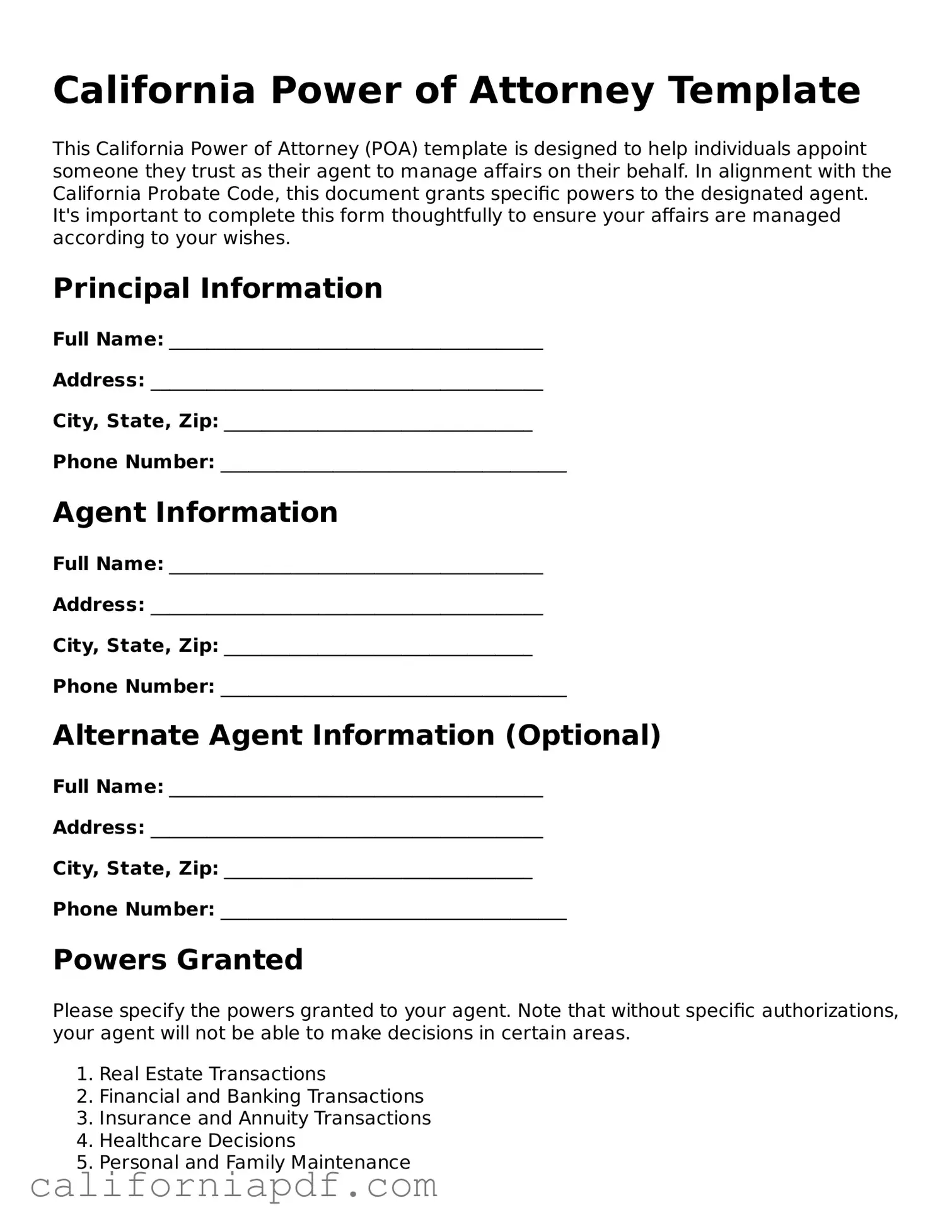Attorney-Approved California Power of Attorney Document