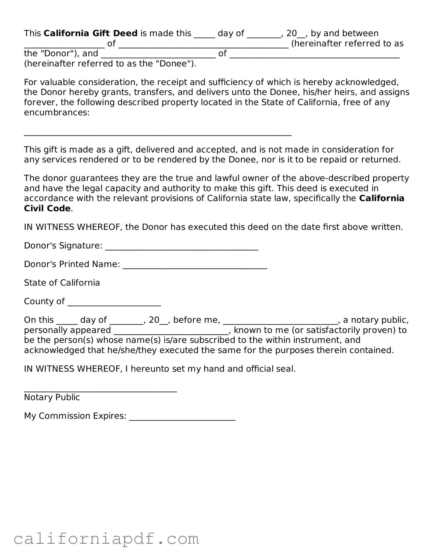 Attorney-Approved California Gift Deed Document