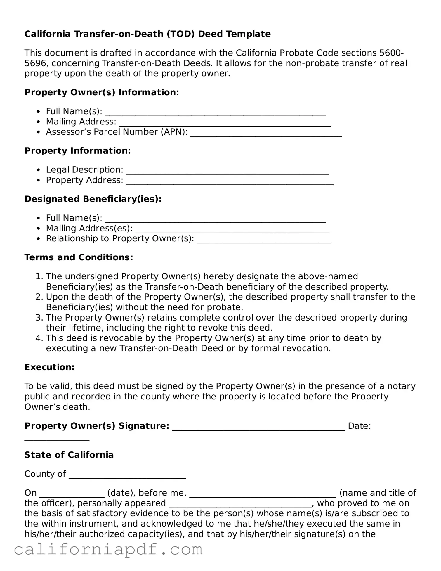 Attorney-Approved California Transfer-on-Death Deed Document