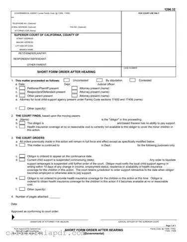 Fill a Valid California 1296 32 Form