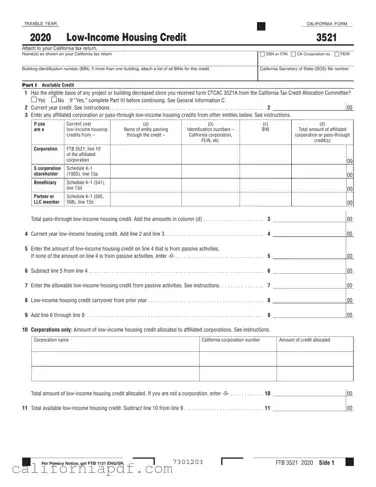 Fill a Valid California 3521 Form