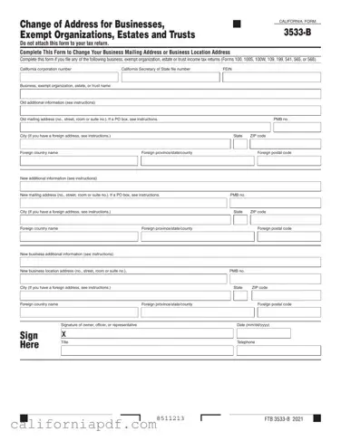 Fill a Valid California 3533 B Form