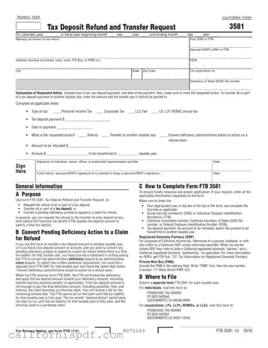 Fill a Valid California 3581 Form