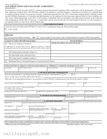 Fill a Valid California Alternative Custody Form