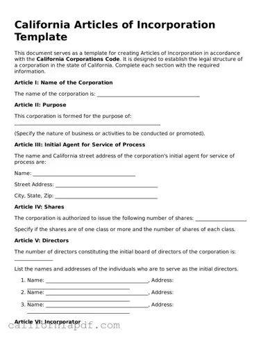 Attorney-Approved California Articles of Incorporation Document