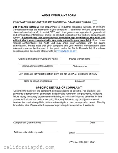 Fill a Valid California Audit Form