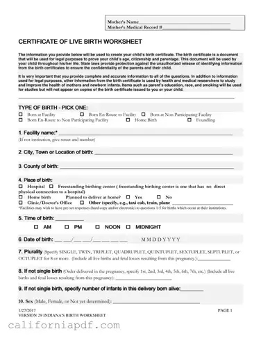 Fill a Valid California Birth Certificate Editable Free Form