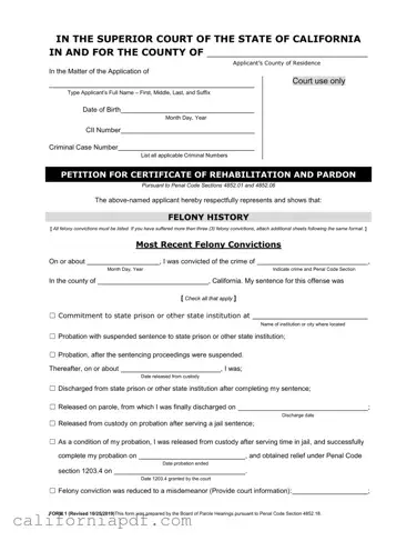 Fill a Valid California Certificate Rehabilitation Form