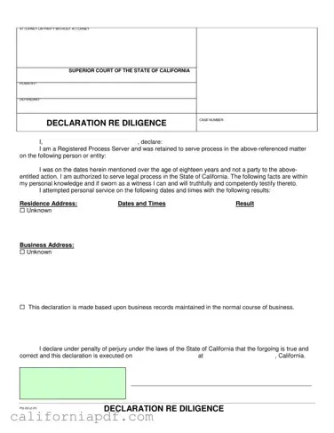 Fill a Valid California Diligence Form