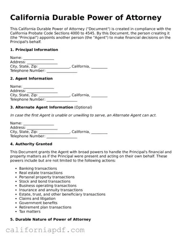 Attorney-Approved California Durable Power of Attorney Document