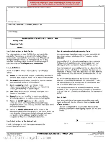 Fill a Valid California Fl 145 Form