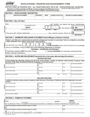 Fill a Valid California Fotm Reg 262 Form