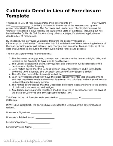 Attorney-Approved California Deed in Lieu of Foreclosure Document