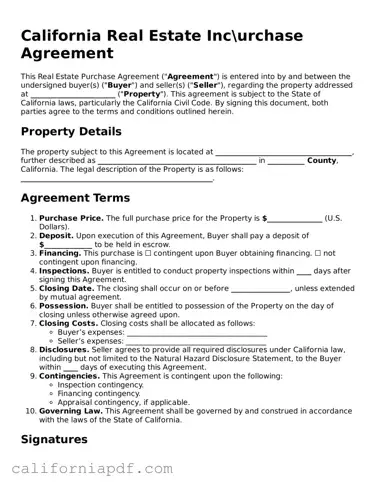 Attorney-Approved California Real Estate Purchase Agreement Document