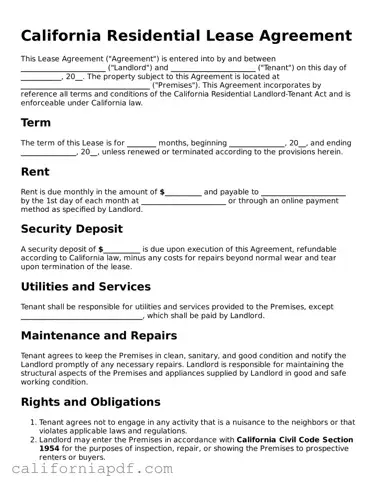 Attorney-Approved California Lease Agreement Document