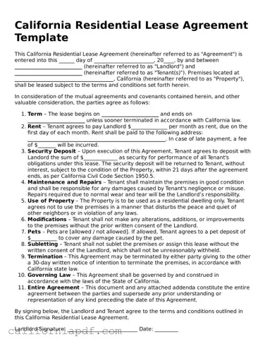 Attorney-Approved California Residential Lease Agreement Document