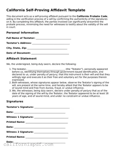 Attorney-Approved California Self-Proving Affidavit Document