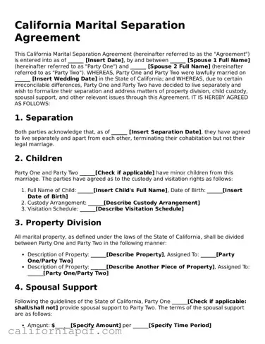 Attorney-Approved California Marital Separation Agreement Document