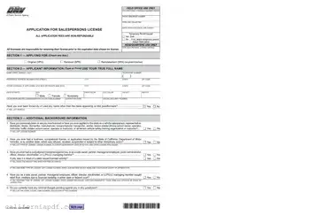 Fill a Valid California Vehicle Salesperson License Form